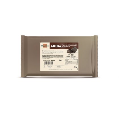 Paquete de 1kg de chocolate negro para repostería Martini Ariba, 57% cacao, con trozos picados