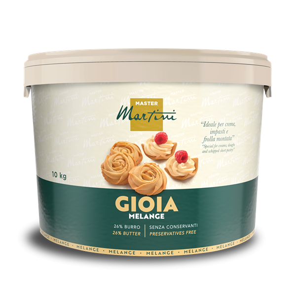 Cubo de 10 kg de crema pastelera Master Martini Gioia Melange, 26% mantequilla, sin conservantes, con remolinos de pa...