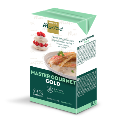 Envase de 1L de nata de cocina Master Martini Master Gourmet Gold, 34% de materia grasa, sin gluten, con imágenes de ...